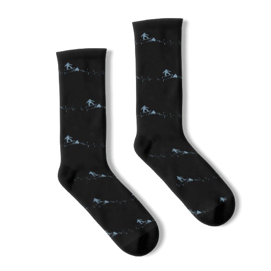 Snowboarder Heartbeat Snowboarding Heart Beat Socks