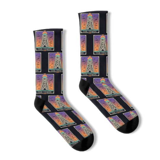 The Tower Tarot Skeleton Halloween Style Socks