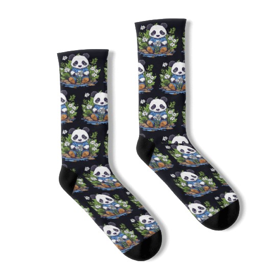 Playful Panda Garden Socks