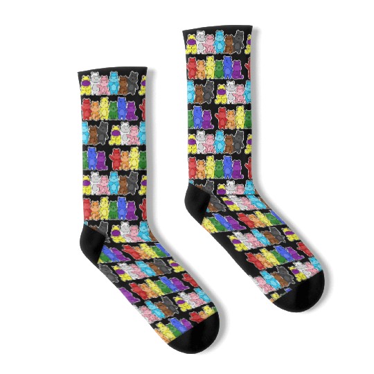 Pride Progress Flag Hippo Design for Equality Socks