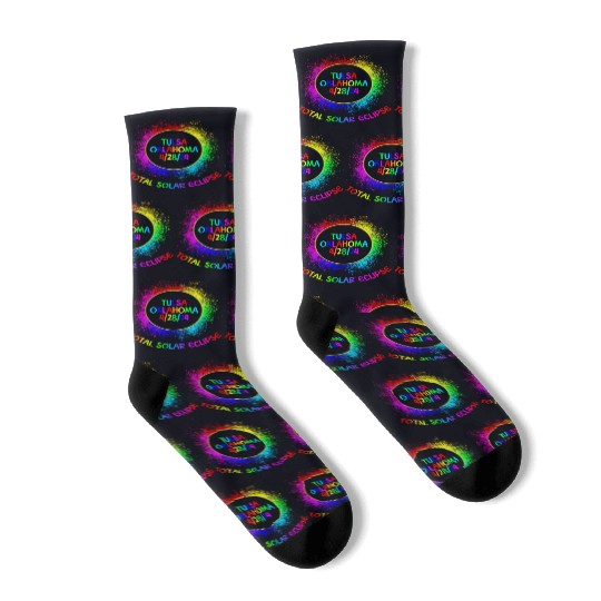 Total Solar Eclipse Tulsa Oklahoma 4/28/24 Kids Socks