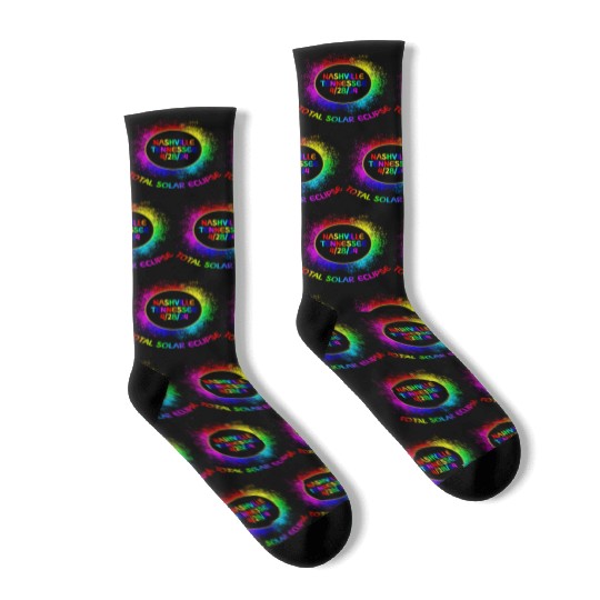 Total Solar Eclipse Nashville Tennessee 4/28/24 Socks
