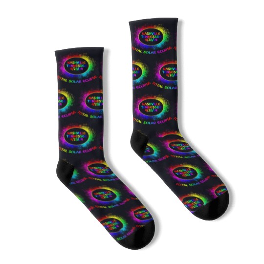 Total Solar Eclipse Nashville Tennessee 4/28/24 Socks