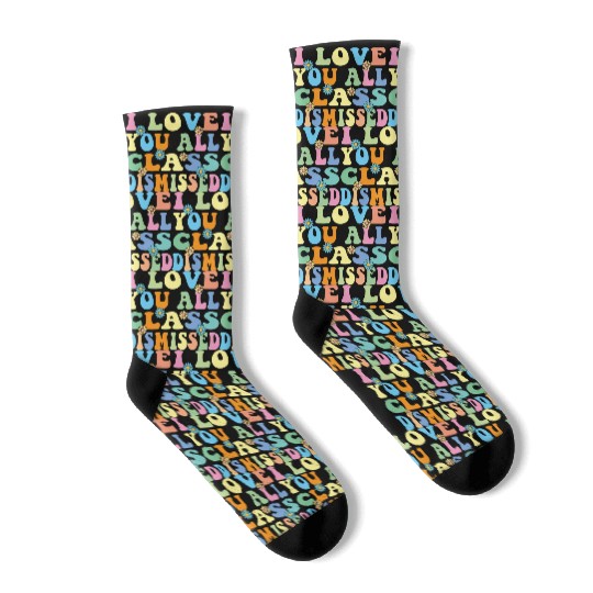 Retro I Love You All Class Dismissed Groovy Socks