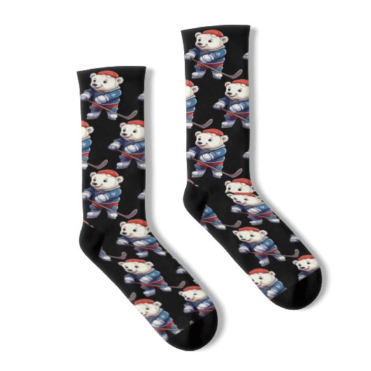 Polar bear hockey player Socks