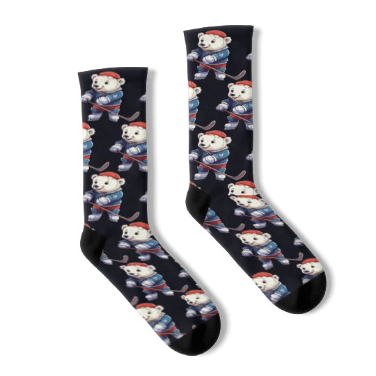 Polar bear hockey player Socks