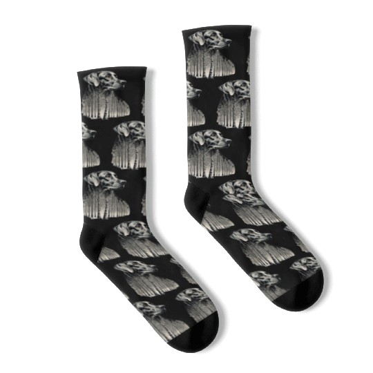 Funny black labrador charcoal drawing Socks