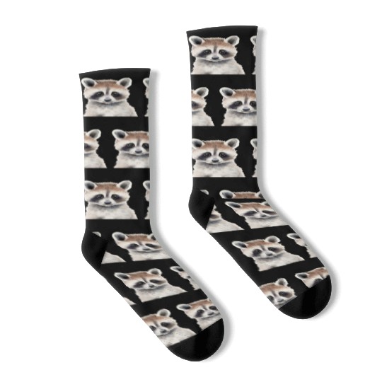 Baby Raccoon Portrait Socks