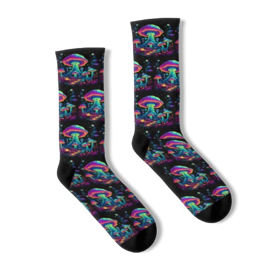 Trippy Mushroom Forest Socks
