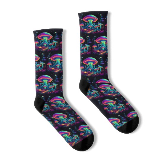 Trippy Mushroom Forest Socks