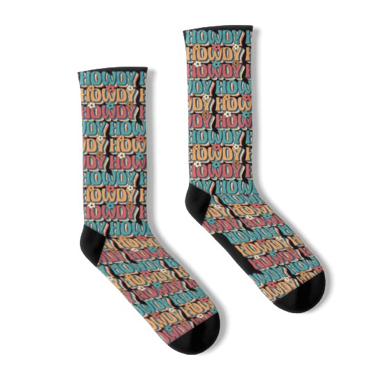 Groovy Howdy Rodeo Western Country Southern Cowgir Socks