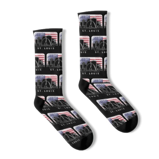 St. Louis Missouri American Flag Vintage Socks