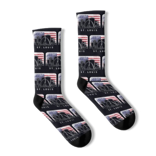 St. Louis Missouri American Flag Vintage Socks