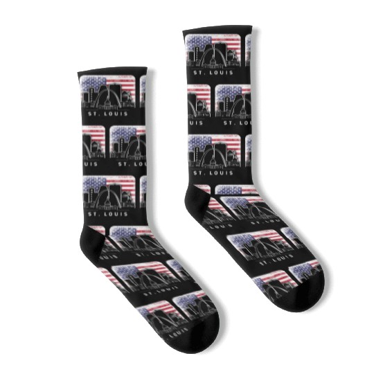 St. Louis Missouri American Flag Vintage Socks