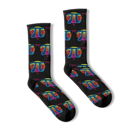 Funny Pi Day Vintage Nerd Geek Pie 3.14 Sunset Socks