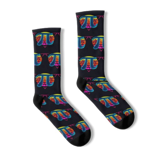 Funny Pi Day Vintage Nerd Geek Pie 3.14 Sunset Socks