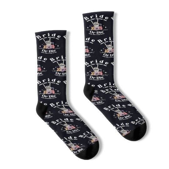 Bride Or Die Skeleton Hand Gothic Bachelorette Socks