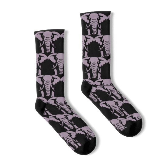 Elephant Silhouette White Logo Socks