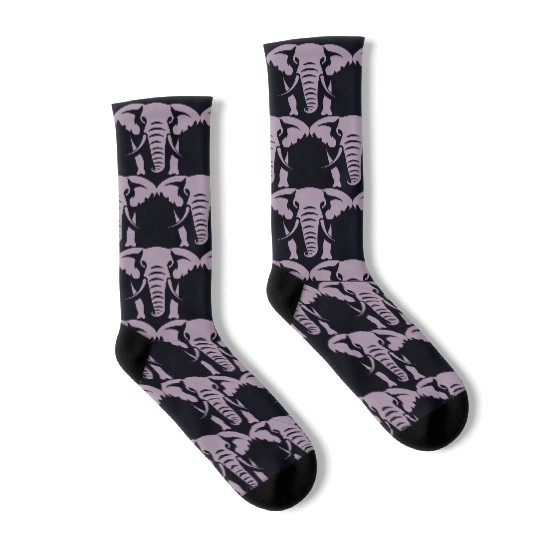Elephant Silhouette White Logo Socks