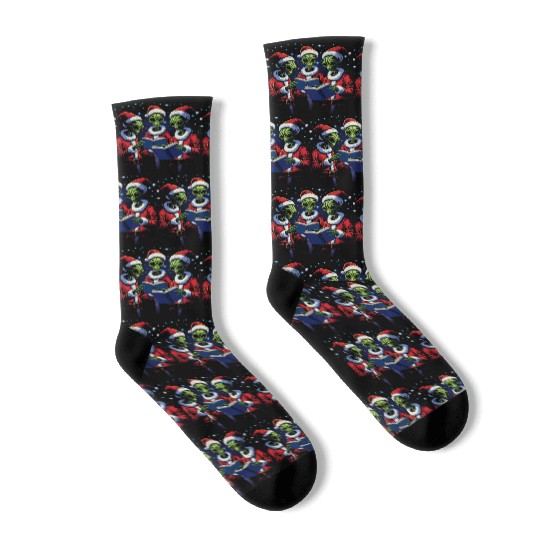 Alien Christmas Carolers Socks