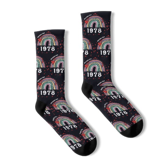 Cute Rainbow Awesome 1978 - 45th Birthday w/ Socks
