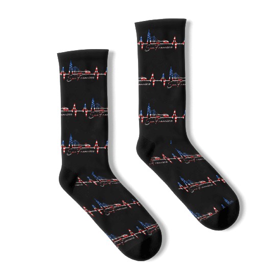 San Francisco Skyline Heartbeat California Lover Socks