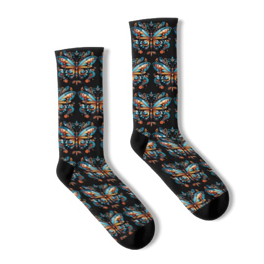 Aztec Butterfly Rainbow Butterfly Women’s Socks