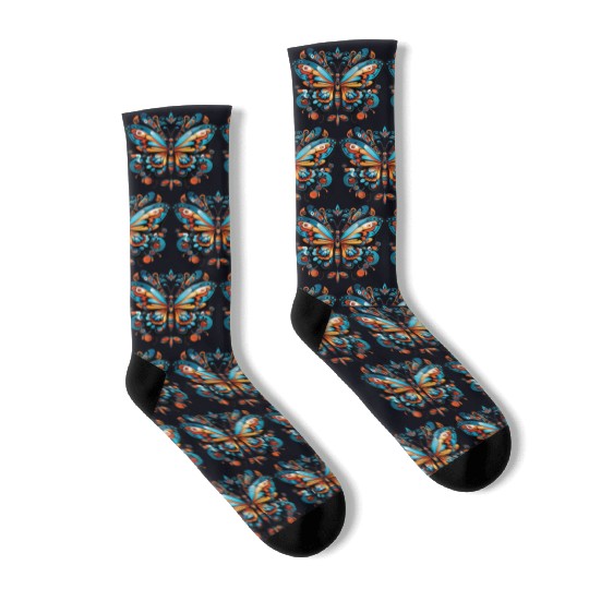 Aztec Butterfly Rainbow Butterfly Women’s Socks