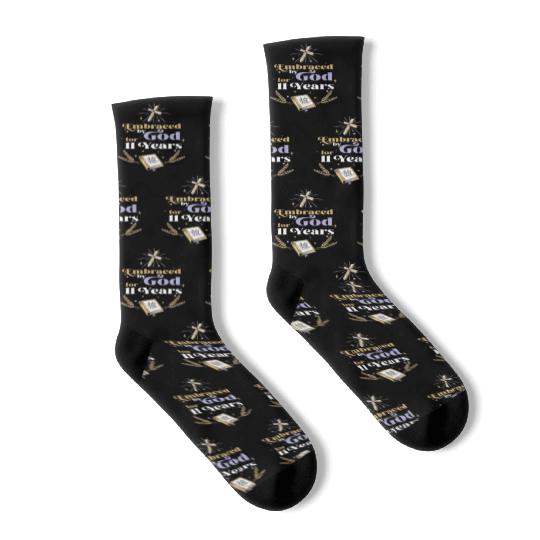Embraced By God 11 Years 11th Birthday Religious Socks