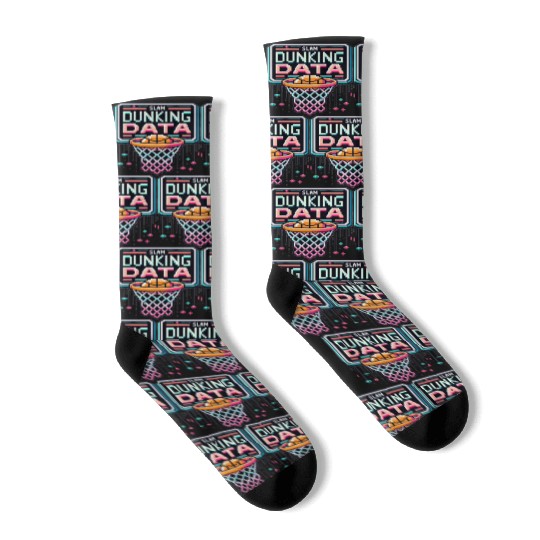 Slam Dunking Data - Retro 8-bit Basketball Hoop Socks