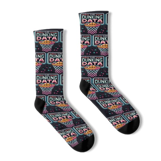 Slam Dunking Data - Retro 8-bit Basketball Hoop Socks