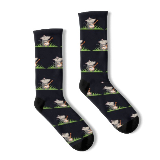 Possum Guitar Kids Cute Socks