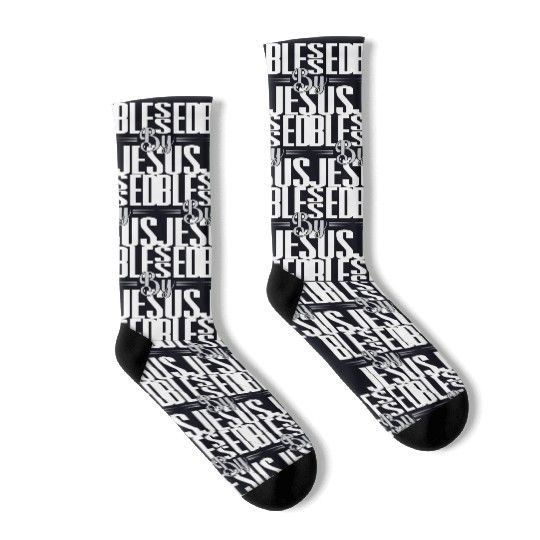 Blessed By Jesus Love Jesus Christian Christmas Socks