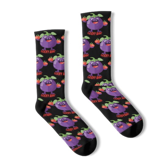Eggplant Tomato Party Goofy Ahh Socks