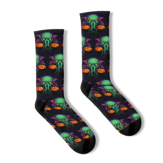 Halloween with Cthulhu Socks