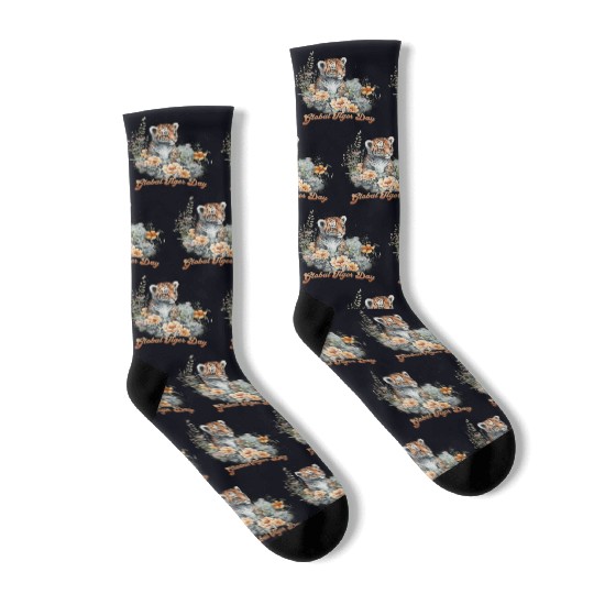 Global Tiger Day Watercolor Cub Socks