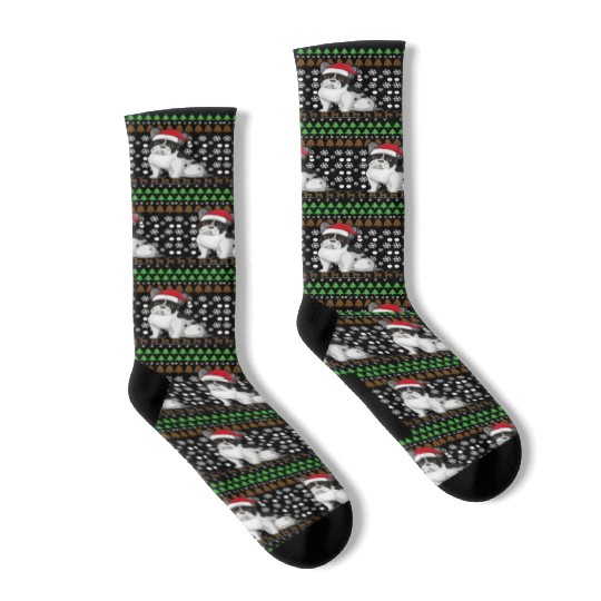 Merry Christmas, French Bulldog, Dog lovers gift Socks