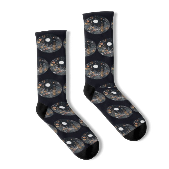 Midnight Sky Aesthetic Meadow Flower Garden Graphi Socks