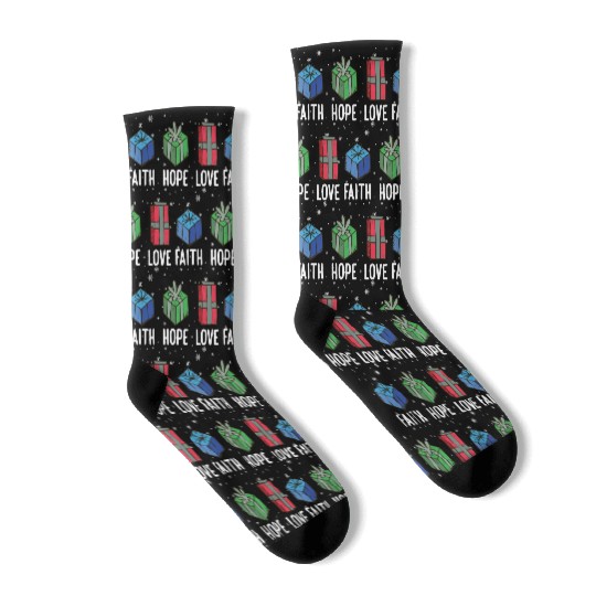 Faith Hope Love Religious Family Christmas Socks