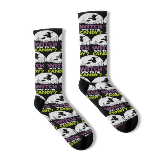 Witch Way To The Candy Halloween Socks