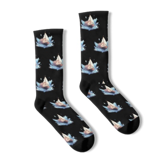 Ice Sailing Hedgehog Ice Sailor Ice Boating Socks
