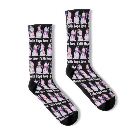 Faith Hope Love Religious Family Christmas Socks