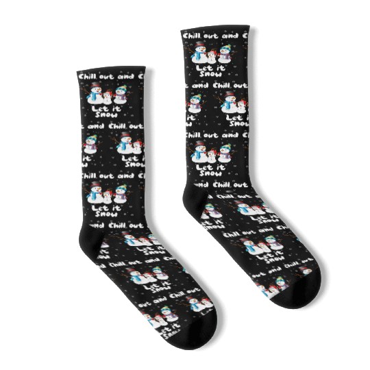 Snowman Family Chill Out and Let it Snow Fan Socks