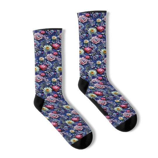 Midnight Floralscape Socks