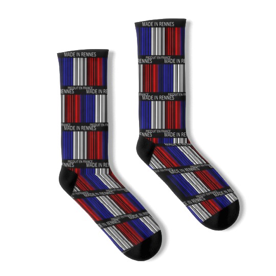 Rennes Barcode France Flag for French People Socks
