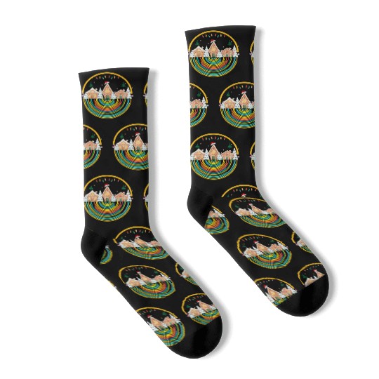 Christmas Rainbow, emblem art Socks