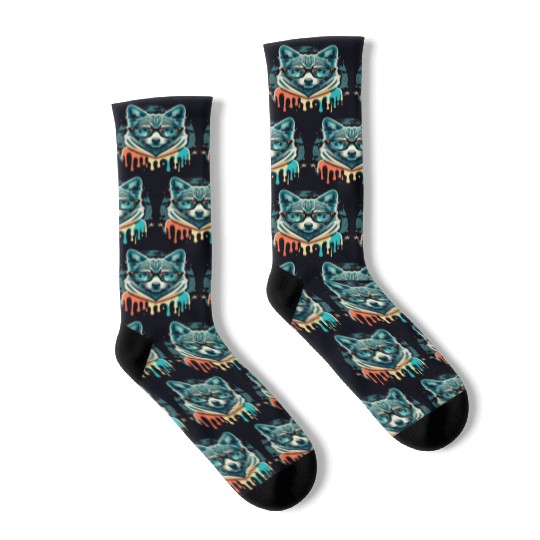 Hipster Wolf Drip Socks