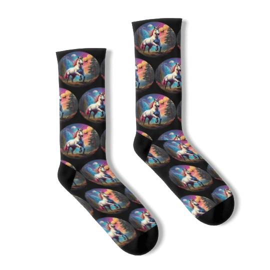 Majestic Rainbow Unicorn Socks