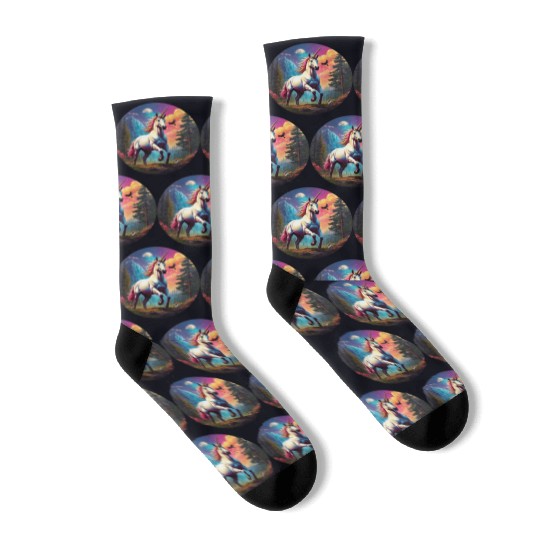 Majestic Rainbow Unicorn Socks
