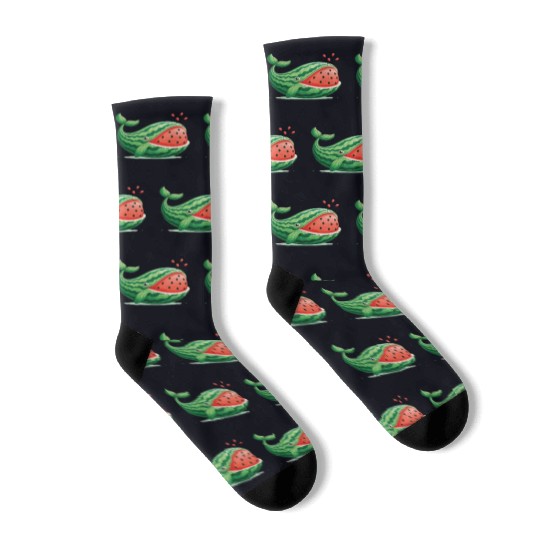 Melon Whale Funny Animal Made Of Vegetables Socks